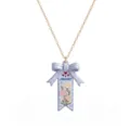 Januari geboortebloem ketting met emaille strik hangende hanger elegante sieraden dames - Kettingen met geboortebloemkaart voor januari