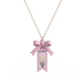 Collier de fleur de naissance de décembre avec joli pendentif nœud rose et chaîne. - Colliers carte fleur de naissance de décembre