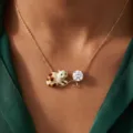 Collier chat zircon acier inoxydable, detail de bijou animal de mode elegant et - Colliers chat avec zircone ronde à droite