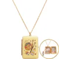 Artistic enamel paint palette locket necklace, vintage openable pendant jewelry gift. - Art Studio Scene / Gold