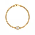 Gedetailleerd aanzicht van de gouden dubbele slangketting armband met zirconia. - Slangenketting Ovale Strass