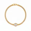 Detailopname van de dubbelstrengs slangenketting armband met vierkante zirkoonsteen. - Slangenketting Waterdruppel Strass