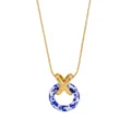 Collar de acero inoxidable con motivo porcelana azul blanco chapado en oro elegante - Estilo de Cadena de Serpiente Anillo X / Dorado