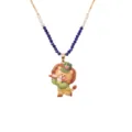 Lindo collar con colgante de leon de dibujos animados con cuentas azules para diario - Collares de león tocando la flauta