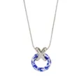 Collier pendentif en acier inoxydable avec motif porcelaine bleu, détail élégant. - Style Chaîne Serpent Anneau X / Argent