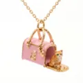 Prachtige ketting met roze geëmailleerde handtas hanger en schattige katje binnenin voor jou. - Roze Tas Ketting met Kattenpatroon (JPNK262808KI) / Roze