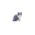 Keramisch kattenbeeldje grijs wit Brits korthaar ornament bureau home decoratie - Grijze Britse Korthaar Kat Accessoire Alleen (Zonder Ketting)