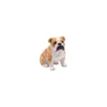 Gedetailleerde close-up van een schattig keramische buldog beeldje met fijne verf. - Geel-witte Bulldog Accessoire Alleen (Zonder Ketting)
