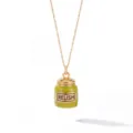 Gold chain necklace with green jar pendant, funny food style fashion jewelry for daily wear. - Spice Jar Opening Necklace