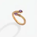 Exquisito anillo de serpiente ajustable de acero inoxidable bañado en oro de 18k con circonita. - Anillo abierto / Febrero