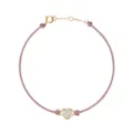 Minimalistische 18k vergulde hart zirkoon roze koord ketting voor dames dagelijkse stijl - Harthanger / Oudroze
