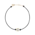 Minimalistische stijlvolle vierkante zirkoon koord ketting in 18k verguld roestvrij staal. - Vierkante Plaat Hanger / Grijs