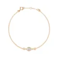 Bracelet minimaliste avec zircone cubique en forme de poire et cordon beige, plaqué or 18k. - Beige