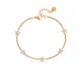 Gedetailleerd overzicht van de gouden roestvrijstalen sterrenarmband met zirkonia stenen. - Sterstijl