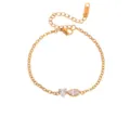 Gouden roestvrijstalen kettingarmband met sprankelende hart- en markiesvormige zirkoniastenen. - Hart Marquise Stijl