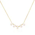 Detalle en primer plano del elegante collar de acero inoxidable bañado en oro zircon. - Collar Fila de Strass Ovalado