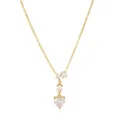 Vista detallada del collar Y de acero inoxidable chapado en oro con piedras de circonita brillante. - Collar Corazón con Strass y Borla