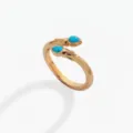 Anillo de serpiente de acero inoxidable bañado en oro con piedras turquesas para mujer. - Anillo abierto / Diciembre