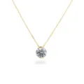 Detailed close-up of the elegant gold-plated bezel-set round cubic zirconia pendant. - Round Zirconia Necklaces