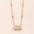 Fashion dolphin braided rope necklace with gold-plated prayer wheel pendant, charming pink enamel jewelry. - Fish
