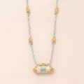 Fashion blue crab pendant necklace with braided cord and gold beads, elegant enamel jewelry gift. - Crab