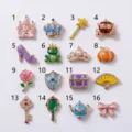 Sprookjes prinses DIY bedels set, geëmailleerd metaal legering hanger voor ketting en armband. - Nr. 1 Kasteel Hanger Alleen (Zonder Ketting)