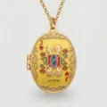 Gold Plated Gemini Zodiac Locket Necklace Oval Pendant Fashion Jewelry Gift for Women - Gemini
