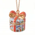 Exquisite gift box pendant necklace with gold plated chain and colorful candy design charm - Grape Cylinder Style