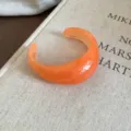 Bracelet manchette géométrique en résine orange, bijoux rétro minimaliste pour femmes. - 90# Joncs - Orange