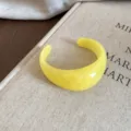 Bracelet jonc ouvert géométrique en résine jaune, bijoux rétro minimaliste pour femmes. - 91# Joncs - Jaune