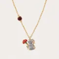 Charmante dierenriem muis hanger ketting met rode bloem, elegant verguld sieradenstuk voor dames. - Januari Chinese dierenriem rat kettingen