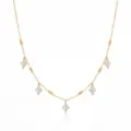 Elegante roestvrijstalen gouden halsketting met vierkante kralen en sprankelende hangers. - Ruit Strass Stijl