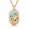 Gold plated locket necklace featuring a cute calico cat mermaid enamel pendant for women. - Calico Tail Cat