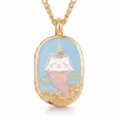 Exquisite copper locket necklace featuring an abstract mermaid cat design with enamel details. - Pink Tail Cat