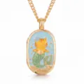 Close-up of the exquisite gold-plated locket pendant featuring a cute enamel mermaid cat. - Green Tail Starfish Hairpin Cat