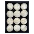 12pcs Antique Christmas Balls 8cm Set Vintage Hanging Ornaments for Tree Holiday Decor - 12 Pieces/Pack / Platinum