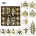 40pcs gold christmas tree ornaments set shatterproof baubles hanging pendants decor 2024 - Leaf Pattern / 40 Pieces Set / Gold