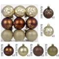 Christmas ball boxed combination set plastic decorative hanging balls 6cm ornament set - 18 Pieces Painted (Coffee Gold) / 6cm