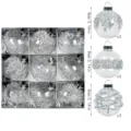 8cm 9pcs clear Christmas baubles set with glitter bead decorations for holiday tree decor. - 9 Pieces/Set (8cm) / Silver
