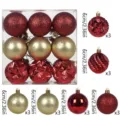 Christmas ball boxed set 6cm shatterproof plastic decorative ornaments for tree hanging decor - 18 Pieces Painted (Gold Red) / 6cm