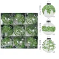 8cm Christmas baubles set of 9 glass balls green beaded tree ornaments for holiday decor - 9 Pieces/Set (8cm) / Green