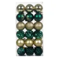 36 Pcs 6cm Christmas Baubles Ornaments Set Green Gold Shatterproof Xmas Tree Hanging Balls - Engraved Painted Style / 36 Pieces/Pack (Green Gold)