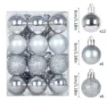 Silberne Weihnachtskugeln 3cm Kunststoff Deko Kugeln Set für Christbaum Feiertage Party - 24er Set / Silber