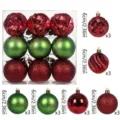 Christmas ornament balls set 6cm shatterproof plastic baubles for tree holiday decor 3pcs - 18 Pieces Painted (Red Green) / 6cm