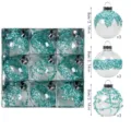 Set of 9 transparent Christmas baubles with glittering beads, 8cm festive tree hanging decor. - 9 Pieces/Set (8cm) / Light Blue