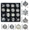 Set 24 palline di Natale 6cm decorazioni sospese per albero di natale argento - 24 Pezzi / Grigio Ferro
