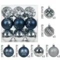 Christmas baubles set shatterproof ornaments for tree holiday decor 6cm multi-finish - 18 Pieces Painted (Blue Silver) / 6cm