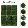 Set christougenniatikes mpales veloydo 15tmch 6cm prasina stolidia gia dentro diakosmisi - Ετερόμορφο Φλοκαρισμένο Στυλ (6套15植绒) / Συλλογή 15 / Πράσινο του Στρατού