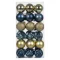 Christmas baubles set 36 pcs 6cm shatterproof hanging decorative balls for tree decor - Engraved Painted Style / 36 Pieces/Pack (Blue Gold)