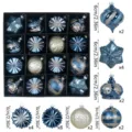 Palline di Natale set da 24 pezzi 6cm decorazioni appendiabiti per albero festa natalizia - 24 Pezzi / Blu Notte